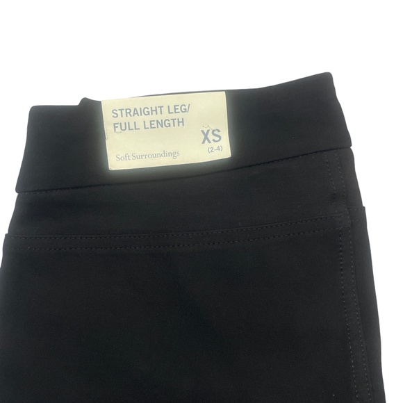 Soft Surroundings XS Black Cotton Blend Pull On Elastic Waist Straigh Leg Pants - Picture 2 of 7